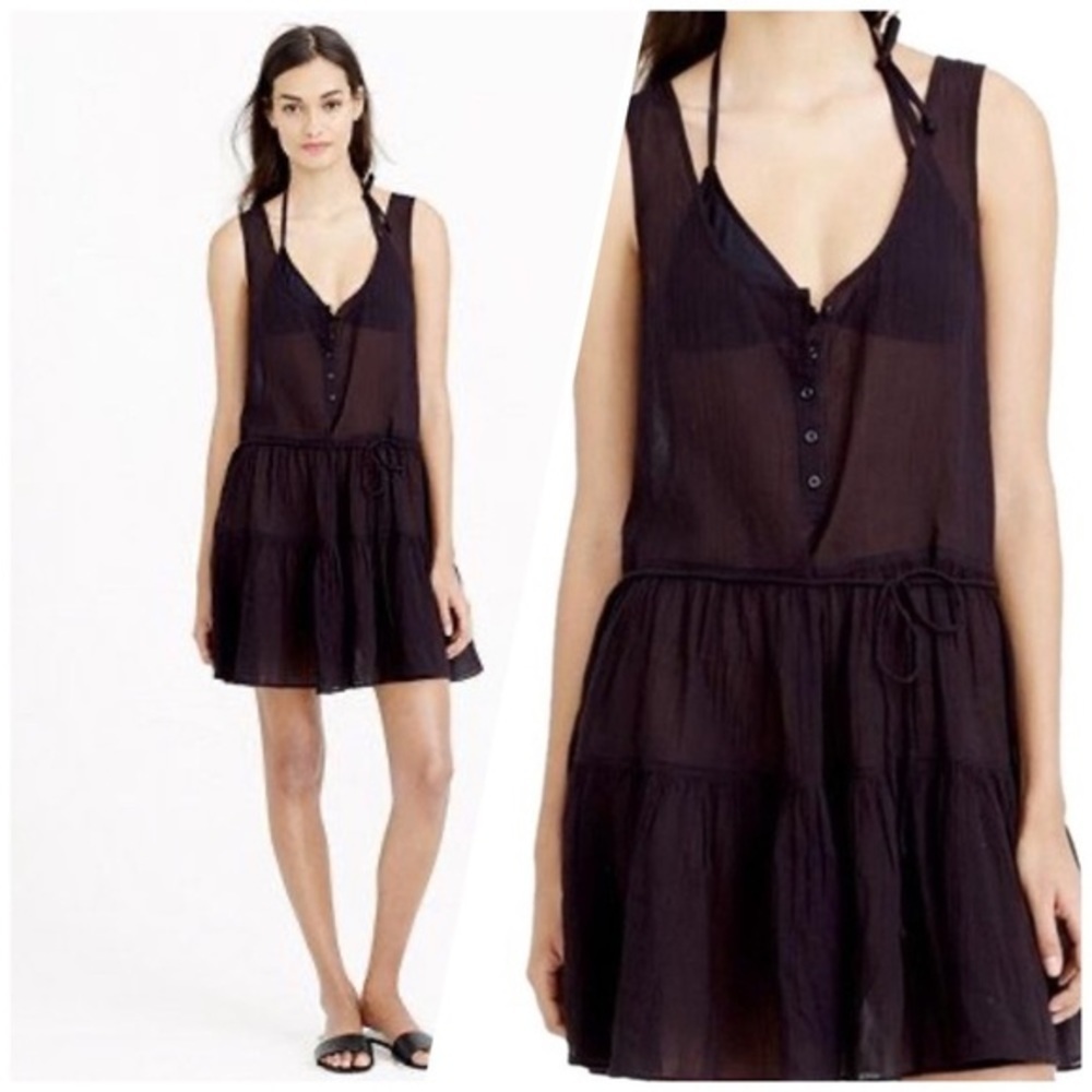 NWT J.Crew Semi Sheer Henley Button Tank Dress